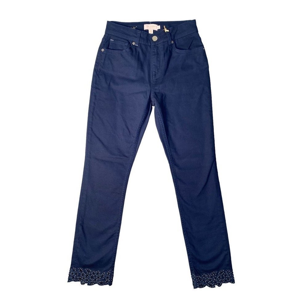 Ted Baker Womens Skinny Jeans Blue Stretch Embellished Cotton Blend Denim 25 New